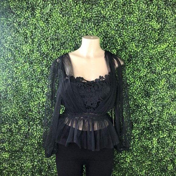 Sheer lace little black top - Picture 1 of 4